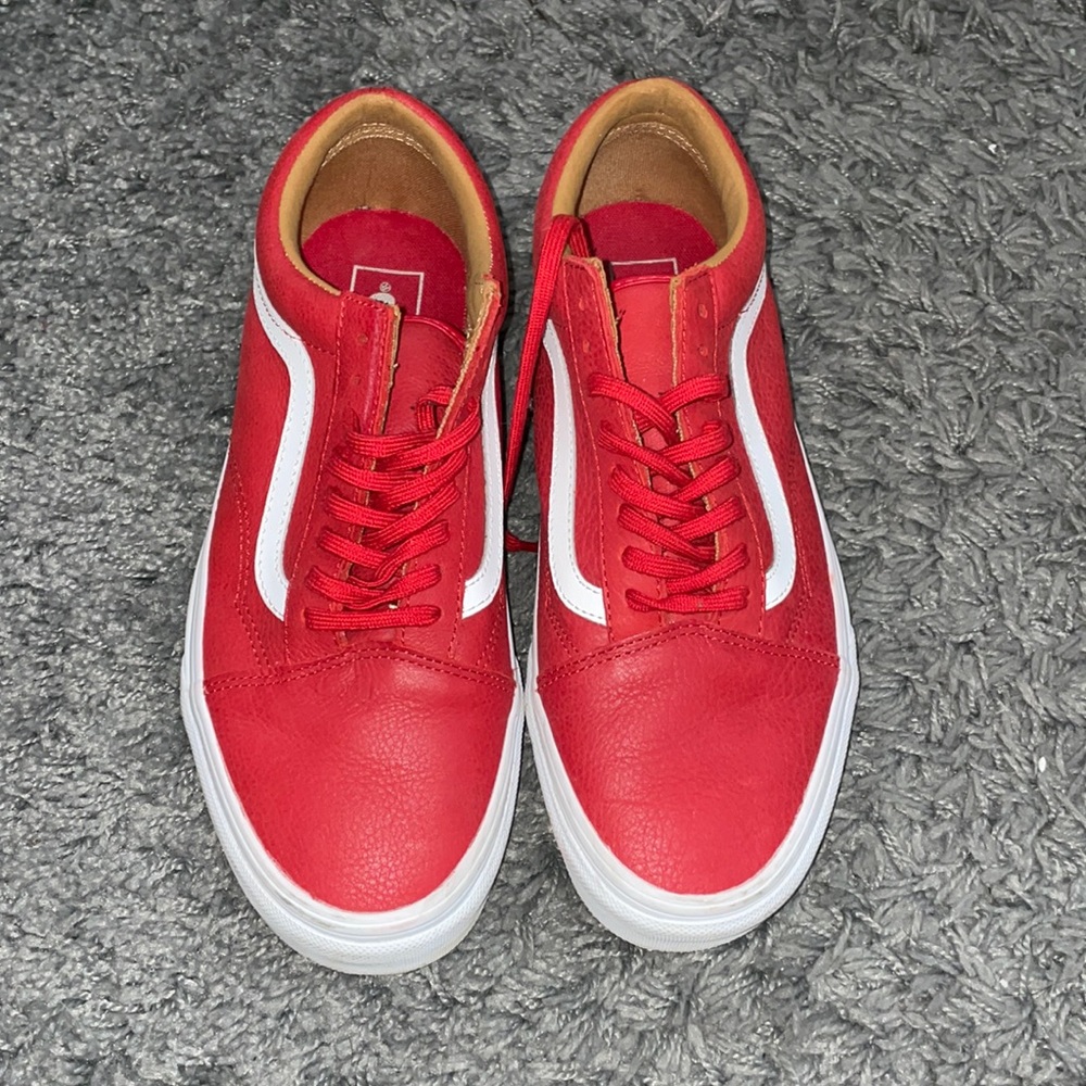 Red Leather Old Sokol Vans